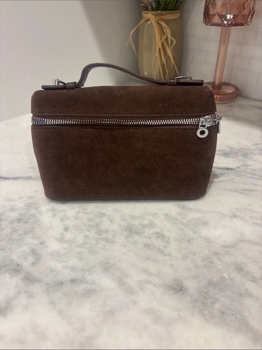 Women’s Compact Suede Travel Case - Brown